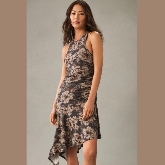 Anthropologie Black and Cream Asymmetrical Dress - Picture 5 of 13